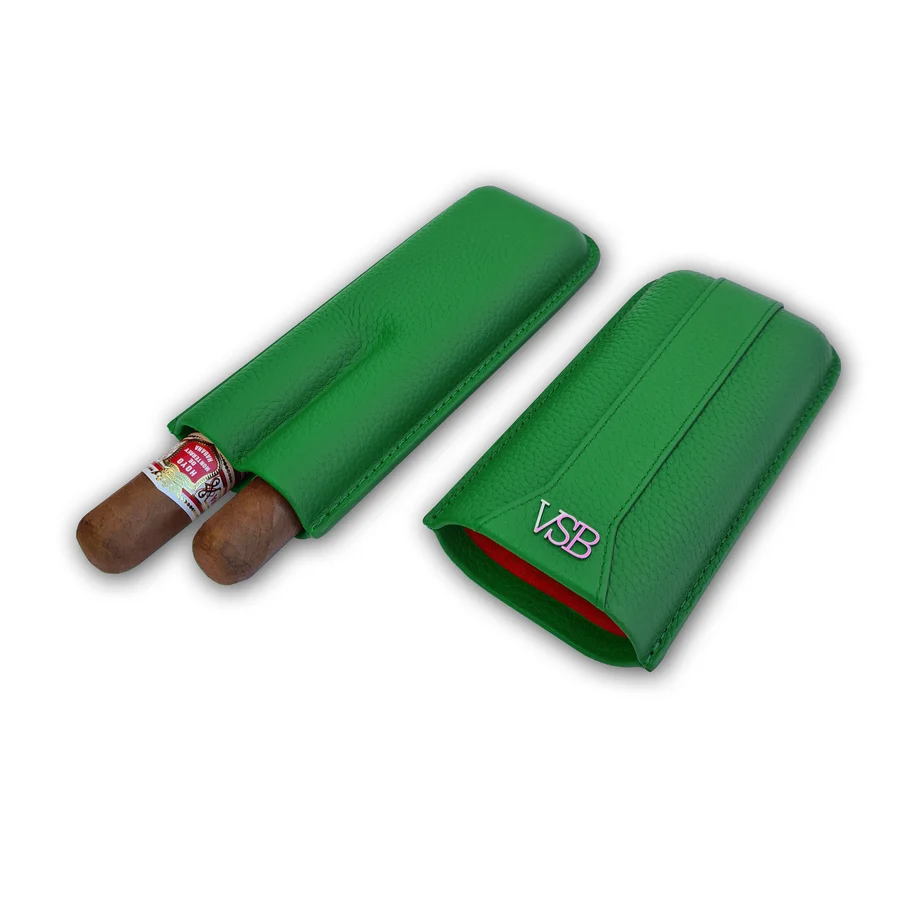 Two Finger Brown Leather Cigar Case